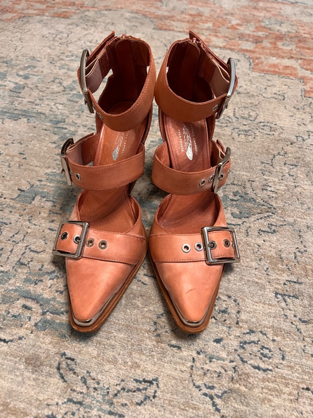 Jeffrey Campbell for Free People Buckle Ankle-Strap Heels in Rose